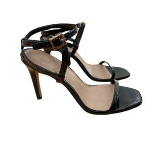 BCBGeneration Ladies Strappy Heels, Black Patent Leather, Size 8